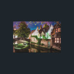 Bonifacius Bridge in Bruges Canvas Print<br><div class="desc">Painting of Bonifacius Bridge and medieval houses in old historic city center of Bruges,  Belgium.</div>