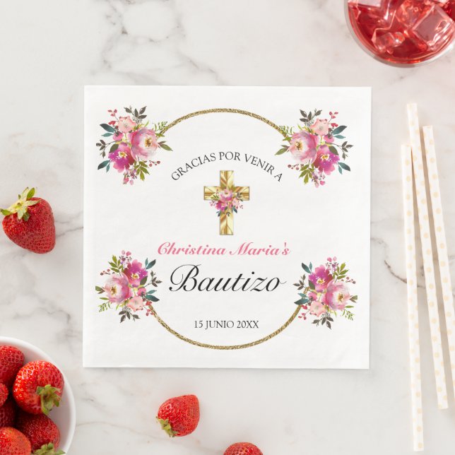 Bonita Del Bautismo De La Cruz Del Oro  Napkin (Insitu)