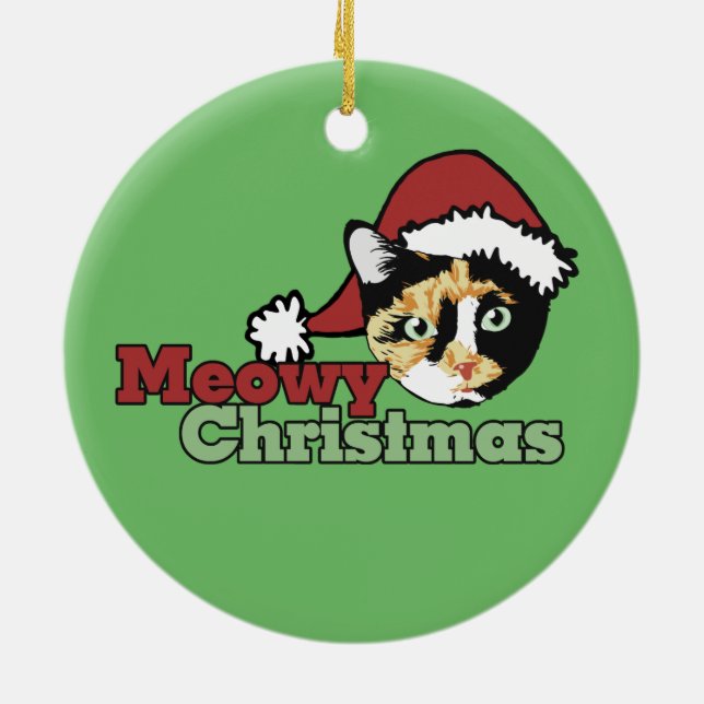 Bonita Merry Christmas Meow Cat Ceramic Tree Decoration (Back)