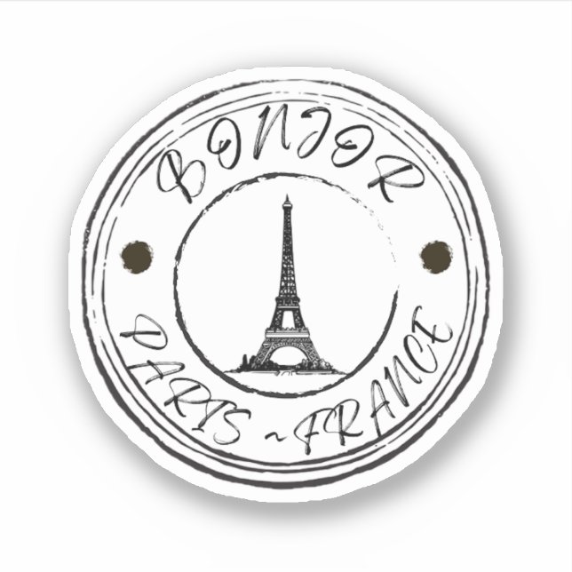Bonjor Paris France Travel Stamp Sticker (Front)