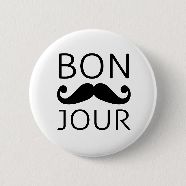 bonjour 6 cm round badge (Front)
