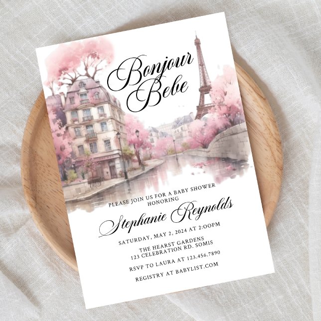 Bonjour Baby, Hello Baby, baby shower, French Baby Invitation (Creator Uploaded)