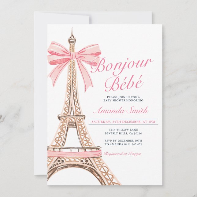 Bonjour Baby Shower French Baby Shower Invitation (Front)