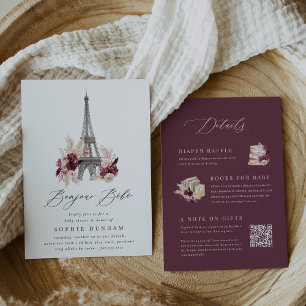 Bonjour Bébé All in One Paris Baby Shower Invitation