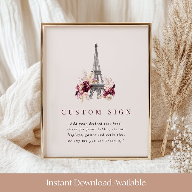 Bonjour Bébé Baby Shower Custom Sign Template (Creator Uploaded)
