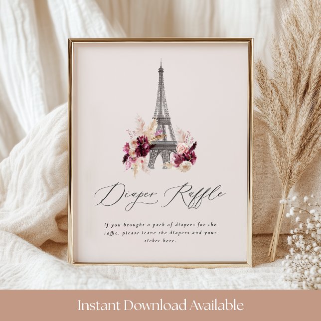Bonjour Bébé Baby Shower Diaper Raffle Sign (Creator Uploaded)