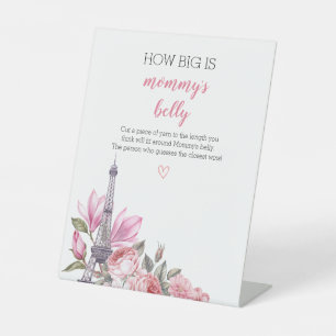 Bonjour Bebe Baby Shower How Big is Mommy's Belly Pedestal Sign