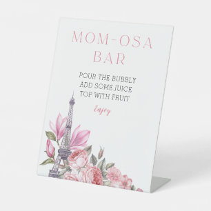 Bonjour Bebe Baby Shower Mom-osa Bar Sign