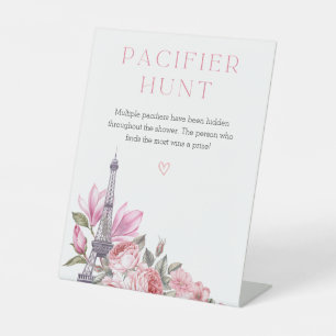 Bonjour Bebe   Baby Shower Pacifier Hunt Sign