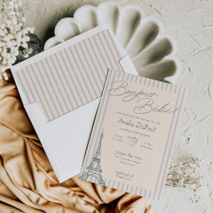 Bonjour Bebe Blue Baby Shower Invitation