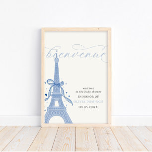 Bonjour Bébé Blue Paris Eiffel Tower Welcome Sign