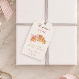 Bonjour Bébé Croissant Bow French Baby Shower Gift Tags