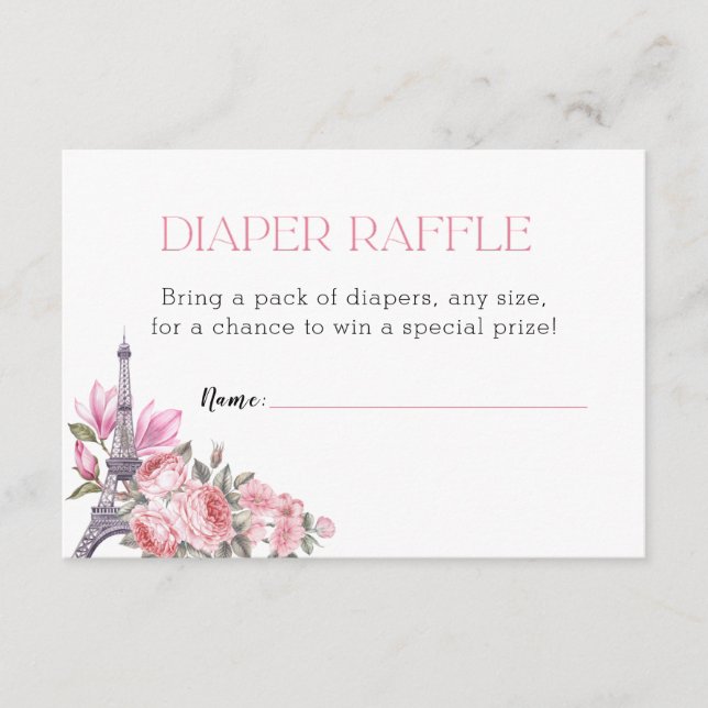 Bonjour Bebe | Diaper Raffle Baby Shower Enclosure Card (Front)