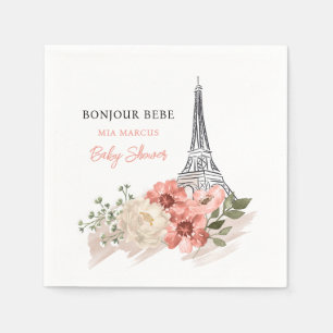 Bonjour Bebe Eiffel Tower Paris Baby Shower Napkin