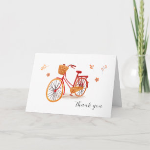 Bonjour Bébé Fall Leaves Bicycle Baby shower Thank You Card