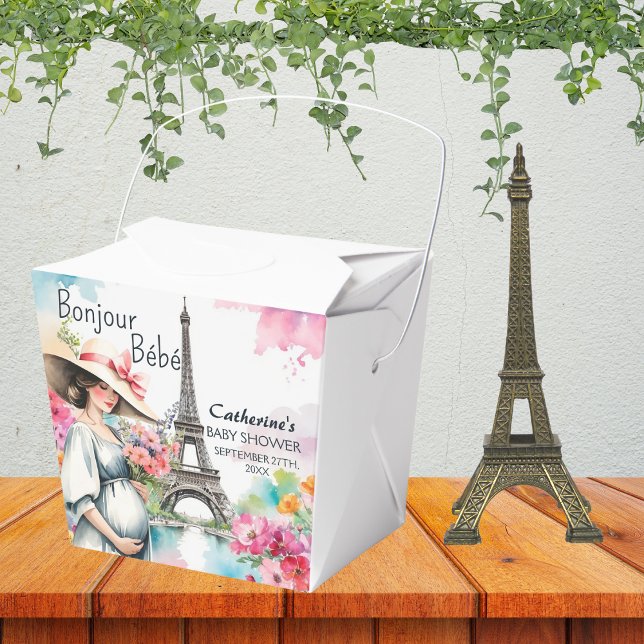 Bonjour Bebe Floral Eiffel Tower Paris Baby Shower Favour Box (Creator Uploaded)