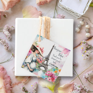 Bonjour Bebe Floral Eiffel Tower Paris Baby Shower Favour Tags