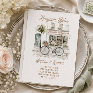 Bonjour Bebe Floral French Baby Shower Invitation