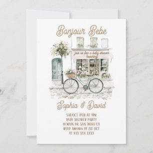 Bonjour Bebe Floral French Baby Shower  Invitation