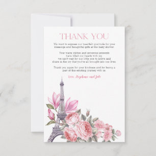 Bonjour Bebe   Floral French Baby Shower Thank You Card
