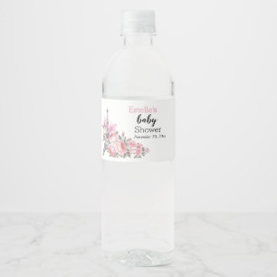 Bonjour Bebe   Floral French Baby Shower Water Bottle Label