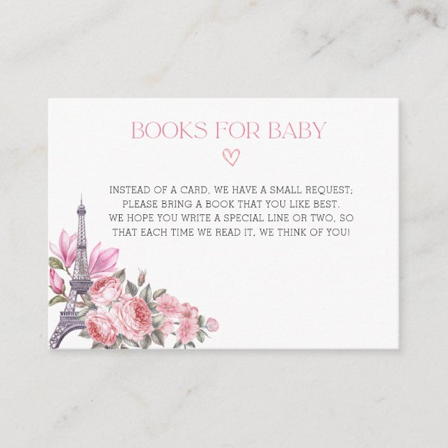 Bonjour Bebe | French Baby Shower Book Request Enclosure Card (Front)