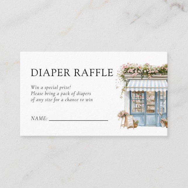 Bonjour Bébé French Baby Shower Diaper Raffle Enclosure Card (Front)
