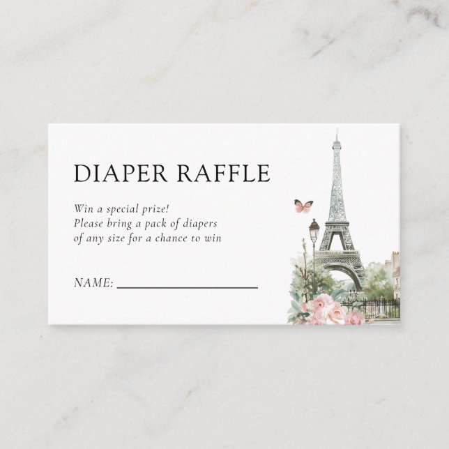 Bonjour Bébé French Baby Shower Diaper Raffle Enclosure Card (Front)