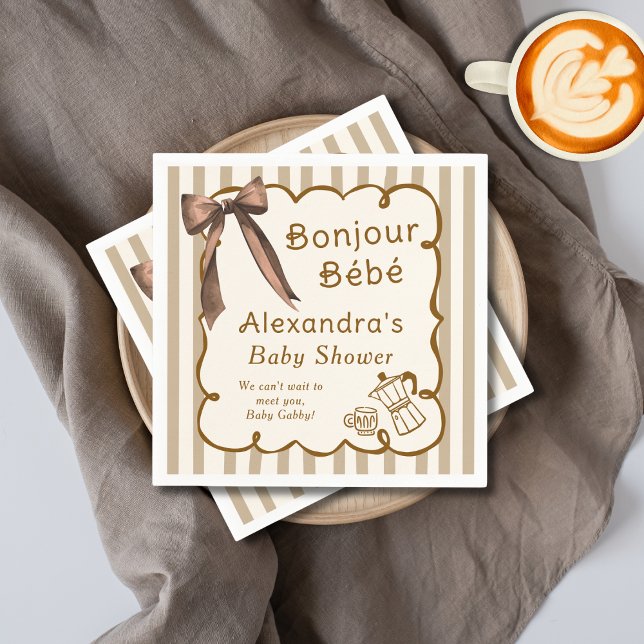 Bonjour Bebe French Coffee Shop Themed Baby Shower Napkin (Creator Uploaded)