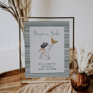 Bonjour Bebe French Doodle Welcome Baby Shower Poster