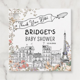 Bonjour Bebe French Gender Neutral Baby Shower Favour Tags