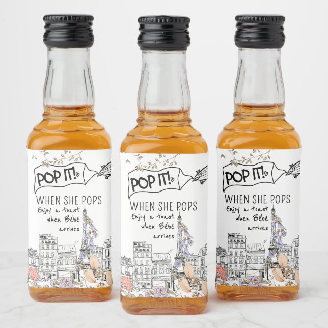 Bonjour Bebe French Gender Neutral Baby Shower Liquor Bottle Label (Bottles)