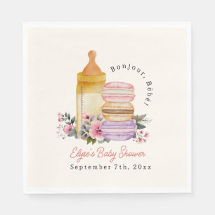 Bonjour Bébé French Macarons & Milk Baby Shower Napkin