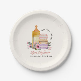 Bonjour Bébé French Macarons & Milk Baby Shower Paper Plate