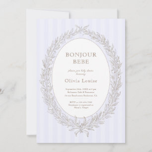 Bonjour Bebe French Patisserie Baby Shower Lilac Invitation