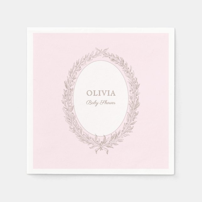 Bonjour Bebe French Patisserie Baby Shower Pink Napkin (Front)