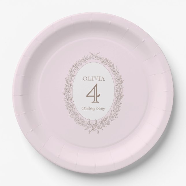 Bonjour Bebe French Patisserie Birthday Party Pink Paper Plate (Front)