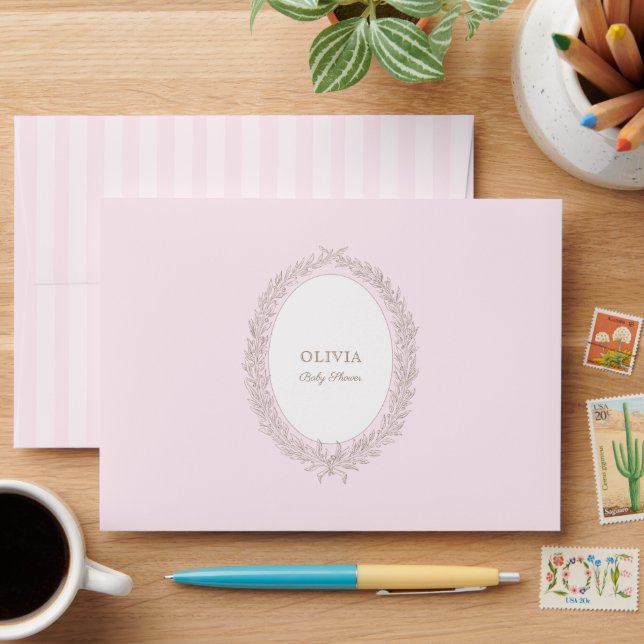 Bonjour Bebe French Patisserie Boulangerie Pink  Envelope (Desk)