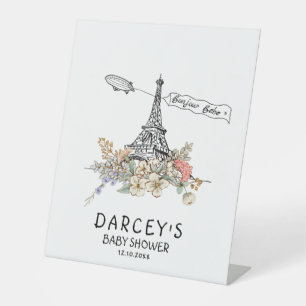 Bonjour Bebe Gender Neutral Baby Shower Pedestal Sign