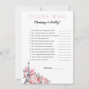 Bonjour Bebe  Guess Who Mommy or Daddy Baby Shower Invitation