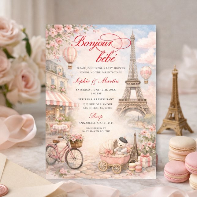 Bonjour Bébé Paris Baby Shower Invitation (Creator Uploaded)