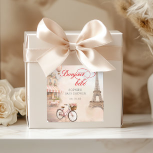 Bonjour Bébé Paris Baby Shower  Square Sticker