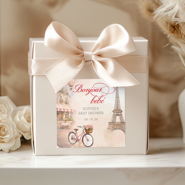 Bonjour Bébé Paris Baby Shower  Square Sticker (Creator Uploaded)