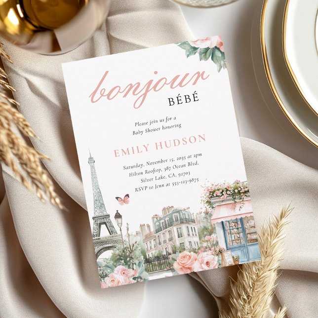 Bonjour Bébé Paris French Baby Shower Invitation (Creator Uploaded)