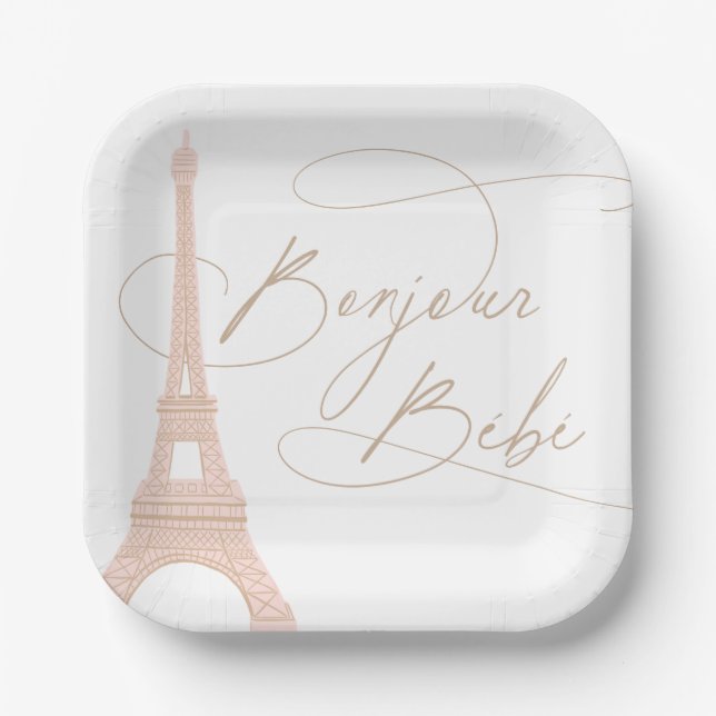 Bonjour Bebe Paris French Baby Shower Paper Plate (Front)
