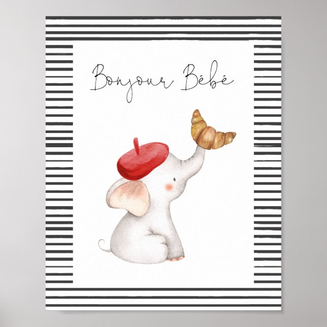 Bonjour Bebe Paris French Baby Shower Sign (Front)