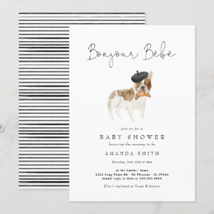 Bonjour Bebe Paris French Bulldog Baby Shower Invi Invitation