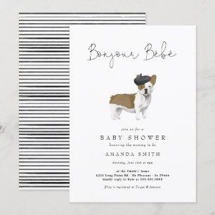 Bonjour Bebe Paris French Bulldog Baby Shower Invi Invitation