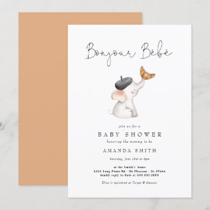 Bonjour Bebe Paris French Elephant Baby Shower Invitation