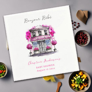 Bonjour Bebe Paris French Pink Black Baby Shower Napkin